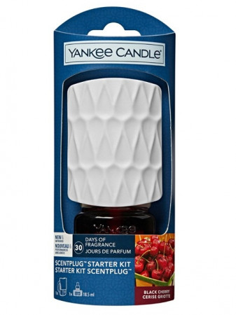 detail Yankee Candle Elektrický difuzér do zásuvky BLACK CHERRY + náplň 18,5 ml